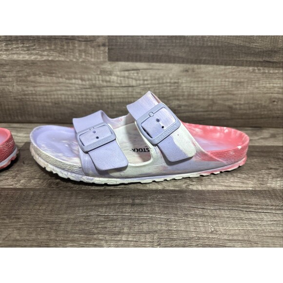 Birkenstock Arizona EVA Sandals Purple Fog Swirl Sz 9  Multicolor Beach Summer - Picture 16 of 16